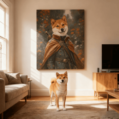 Warrior Cape Portrait - Custom Oil Pet Portrait - Voyapaws